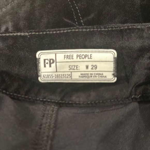 Free People Black Velvet Side Button Mini Skirt Size 29 Back Pull Zip - Picture 8 of 12